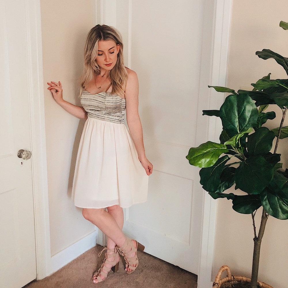 Metallic and Nude Skater Dress / Fit and Flare
